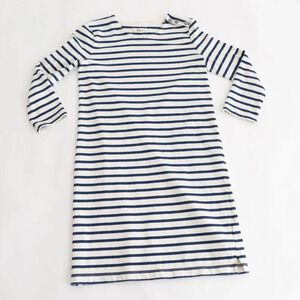 Madewell White Navy Stripe Half Sleeve A-Line  Heavy Knit Shift Midi Dress XXS